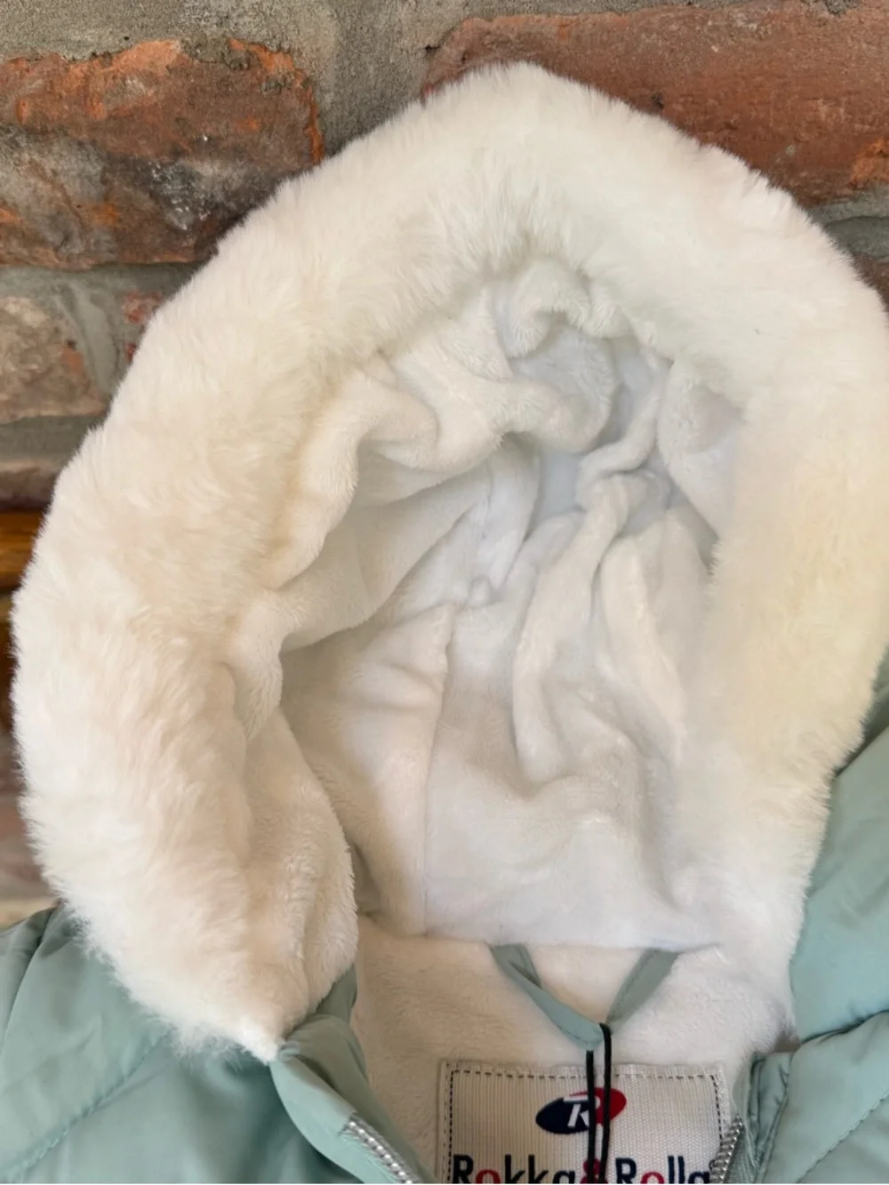 Kids' Light Blue Quilted Puffer Jacket with Faux Fur Hood